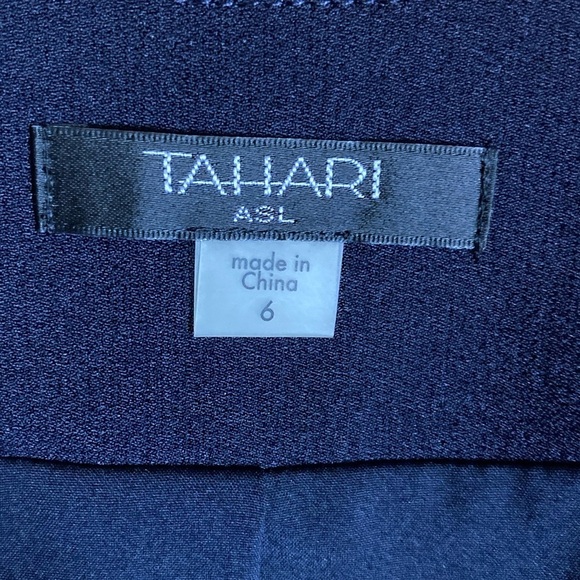 Tahari ASL Horton Open Front Blazer Jacket NWT Ruffle Sleeves in Navy Blue - Picture 5 of 11